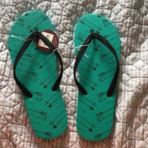 Teal flip flops